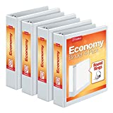 Cardinal 1.5 Inch 3 Ring Binder, Round Ring, White, 4 Pack, Holds 350 Sheets (79517)