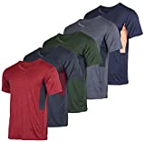 5 Pack:Men's Athletic V Neck T-Shirt Quick Dry Fit Dri-Fit Short Sleeve Active Wear Training Exercise Fitness Workout Tee Fitness Gym Workout Clothing Undershirt Sports Wicking Top-Set 4,3XL
