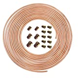 25 ft 3/16 Copper Alloy Brake Line Kit Complete Replacement Brake or Fuel Tubing (Includes 16 Fittings), Easy to hand bend (.028) Wall Thickness, SAE Thread, Rust Proof