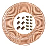 hikotor Flexible 25 Feet 3/16 Inch Copper Coated Alloy Brake Line Tubing Kit with 16 Inverted Flare Fittings SAE Standard for Hydraulic Fuel Transmission System
