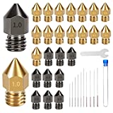 3D Printer Nozzles, 30PCS Hardened Steel and Brass MK8 Extruder Nozzles 0.2mm, 0.3mm, 0.4mm, 0.5mm, 0.6mm, 0.8mm, 1.0mm with Cleaning Tool Kit for CR-10/ Ender 3/5 , Ender 3/ V2 Ender3 pro,Prusa i3