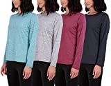 4 Pack: Womens Quick Dry Fit Tech Stretch Long Sleeve Athletic Workout Ladies T-Shirt Tee Top Running Compression UPF Sun Rash Guard Swim Gym Active Wear Crew Exercise Yoga Zumba Exercise- Set 7, S