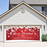 party greeting Outdoor Christmas Holiday Garage Door Banner Cover Large 2021 Christmas Backdrop Decoration - Red Ornaments Outdoor Holiday Background Sign 6x13ft