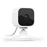 Blink Mini  Compact indoor plug-in smart security camera, 1080p HD video, night vision, motion detection, two-way audio, easy set up, Works with Alexa  1 camera (White)