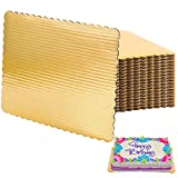 SHEUTSAN 40 Packs Gold Corrugated Cake Board 13 x 10 Inches, Rectangular Gold Quarter Sheet with Scalloped Edges, Strong Laminated Cardboard Base for Cakes, Pizza, Pastries