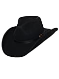 Men's Outback Wool Cowboy Hat Dakota Black Shapeable Western Felt by Silver Canyon, Black, Medium