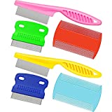 6 Pieces Pet Lice Combs Dog Grooming Flea Comb Cat Tear Stain Comb for Removal Dandruff, Hair Stain, Nit (Pink, Yellow, Dark Blue, Green, Blue, Orange)