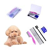 Qbily Dog Comb - Flea Comb 4PCS With Dog Comb Bag,Cat For Comb,Stainless Steel Comb,Durable Round Comb Teeth,Used To Clean Tear Marks,Knotted Hair And Stains,Remove Floating Hair,Mucus