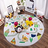 Winthome Baby Kids Play Mat Foldable Soft and Washable Toys Storage Organizer Children Play Rugs with 59 inches Large Diameter(House)