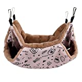 Petmolico Small Pet Hanging BunkBed Warm Hammock Bed Cage Accessories Bedding Hideout Playing Sleeping for Parrot Sugar Glider Squirrel Hamster Rat, Pink Cup - Small Size