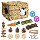 Bunny Grass House-Hand Made Edible Natural Grass Hideaway Comfortable Playhouse for Rabbits, Guinea Pigs and Small Animals to Play,Sleep and Eat