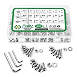 FOLIV 900Pcs Screws Bolts Nuts Washers Hardware Assortment Kit,Metric M3 M4 M 5 Hex Button Socket Head Cap Screws Nuts Assortment Set Kit
