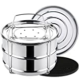 Aozita Stackable Steamer Insert Pans with Sling for Instant Pot Accessories 6/8 qt - Pot in Pot, Baking, Casseroles, Lasagna Pans, Food Steamer for Pressure Cooker, Upgrade Interchangeable Lids