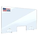 Sneeze Guard Plexiglass Barrier for Counter + 5 Social Distancing Floor Decals/Stickers (48 x 24 Inches)