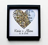 First Anniversary Gift Paper Gift Map Heart Framed Art Paper Anniversary 1 Year 1st Anniversary Gift