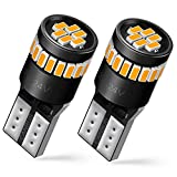 AUXITO 194 LED Light Bulb, Amber Yellow 168 2825 W5W T10 Wedge 24-SMD 3014 Chipsets LED Replacement Bulbs for Car Dome Map License Plate Lights, Side Marker and Parking Light Combos, Pack of 2