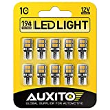 AUXITO 194 LED Light Bulb Amber Yellow 168 2825 W5W T10 Wedge 14-SMD LED Replacement Bulbs for Car Dome Map Door Courtesy License Plate Lights, Pack of 10