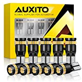 AUXITO 194 LED Light Bulb, Amber Yellow 168 2825 W5W T10 Wedge 24-SMD 3014 Bright Chips Error Free for Car Dome Map Door Marker Lights, Pack of 10