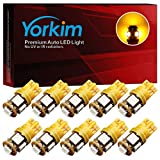 Yorkim 194 LED Bulbs Amber Super Bright 5th Generation, T10 LED Bulbs, 168 LED Bulb, W5W LED Bulbs for Car Interior Dome Map Door Courtesy License Plate Lights W5W 2825, Pack of 10