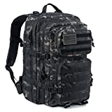 REEBOW GEAR Military Tactical Backpack Large Army 3 Day Assault Pack Molle Bug Bag Backpack Outdoor Hunting Hiking Camping Trekking School Rucksacks Black Camo
