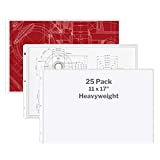 Dunwell 11x17 Sheet Protectors Landscape - (Heavyweight, 25 Pack), 11 x 17" Ledger Size Plastic Sleeves, 3 Hole Punched, Fits 3-Ring Binders, Clear Archival Sleeves, Oversized Sheet Protectors