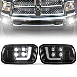 BUNKER INDUST Dodge Ram LED Fog Lights with Daytime Running Lights Set,1 Pair Clear Lens Spot Flood Driving Fog Lamps L-type DRL Replacement for Ram 2009-2012 1500,2010-2014 2500, 2010-2012 3500
