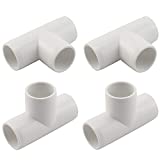 SDTC Tech 4-Pack 3/4" Tee PVC Fitting 3 Way Furniture Grade Pipe Elbow Connector for DIY PVC Shelf Garden Support Structure Storage Frame