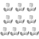 QWORK 3 Way 3/4" Tee PVC Fitting Elbow, 10Pack PVC Fitting Connector,Furniture Grade,for Building Furniture and PVC Structures,White