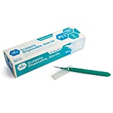 Medpride Disposable Scalpel Blades| #11 Sharp, Tempered Stainless-Steel Blades | Pack of 10 Sterile Scalpel Knives| Plastic Handle| Individual Pouches| for Dermaplaining, Podiatry, Crafts & More