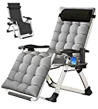 Zero Gravity Chair, Premium Lawn Recliner Folding Portable Chaise Lounge with Detachable Cushion, Headrest and Cup Holder, Reclining Patio Lounger Chair