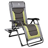 EVER ADVANCED Oversize XL Zero Gravity Recliner Padded Patio Lounger Chair with Adjustable Headrest Support 350lbs (Olive Green)