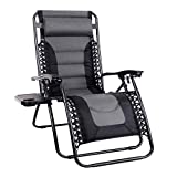 MFSTUDIO Zero Gravity Chair Large Portable Patio Recliners Adjustable Padded Folding Chair with Cup Holder for Poolside Outdoor Yard Beach, Gray