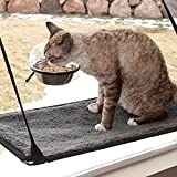 K&H Pet Products EZ Mount Up and Away Kitty Diner Cat Food Bowl that Mounts to Windows Stainless/Black 12 Ounces