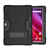 Soatuto Case for Dragon Touch K10 Tablet、GTYD Tab 、Foren-Tek Tablet、TAGITAL Tab 10 inch Case Drop-Proof and Shock-Resistant Rugged Hybrid Armmor Protective Cover Case Built-in Kickstand (Black/Black)