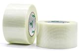 BOMEI PACK Fiber Reinforced Packing Tape, Clear Bi Directional Filament Strapping Tape 3Inch x 55yds 6.7Mil, Total 110yds