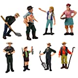 Farmer models, realistic statues of male and female farmers, farmer dolls, farmer models, large-scale farm world dolls, children's toys (8 pieces)