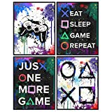 Game Room Decor - Video Arcade Remote Control Wall Decor Poster - Gift for Gamers, Men, Teens - Xbox, PS4, PlayStation, Video Game, Arcade - Gaming Controller Art - Dorm, Bar, Boys Room, Kids Bedroom