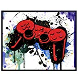 Game Room Decor - Remote Control Wall Art - Gaming Gifts for PC Gamer, Xbox, PS4, Playstation, Video Game, Arcade, Atari, Men, Teens, Kids - Man Cave, Dorm, Bar, Boys Bedroom - Urban Graffiti Posters