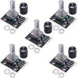 Taiss / 5Pcs KY-040 Rotary Encoder Module with 15×16.5 mm with Knobs Cap for Arduino