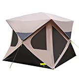 Pop up Tent 4 Person for Camping, 80'' Center Height, Instant Hub Tent with Mesh Windows, Rainproof Family Tent with Rainfly, 58''L Carrybag