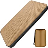 Double Self-Inflating Camping Mattress, 80”×52” Sleeping Pad, Ultra Comfortable Side Sleep Friendly 4 Inches Thick PU Foam, Portable Roll-Up Floor Guest Bed, TPU Material, Brown