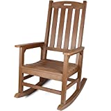 Outdoor Rocking Chair with 350lbs Support, All-Weather Oversized Outdoor Chair, Fade-Resistant Porch Rocker Chair, 34L 27W 46.8H (Brown)