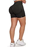 YEOREO Women High Waist Workout Yoga Gym Smile Contour Seamless Cycling Shorts Black S