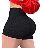 Women Seamless Biker Yoga Shorts Workout High Waist Spandex Gym Shorts Butt Lifting Booty Leggings Hot Pants Black