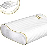 Royal Therapy Queen Memory Foam Pillow, Pharmonis USA, Neck Pillow Bamboo Adjustable Side Sleeper Pillow for Neck & Shoulder, Support for Back, Stomach, Side Sleepers, Orthopedic Contour Pillow