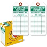 SmartSign "Eye Wash Station Inspection" Polyolefin Tags with Fiber Patch | 3" x 6.25", 100 Tags/Box