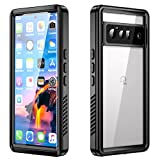 Pixel 6 Pro Case Waterproof, DINGXIN IP68 Certified with Built-in Screen Protector Full Body Shockproof Dirtproof Snowproof Rugged Clear Case for Google Pixel 6 Pro 6.71" 2021 (Black)