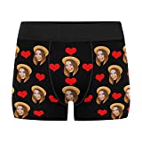 Custom Face Boxer Briefs Valentines Red Heart Girdfriend Face Personalized Face Underwear for Men L