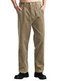 IDEALSANXUN Mens Corduroy Pants Pleated Straight Leg Thick Loose Senior Pants (38Wx32L, Khaki/Pleated Front)