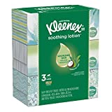 Kleenex Soothing Lotion Facial Tissues, 3 Flat Boxes, 110 Tissues per Box (330 Tissues Total), Coconut Oil, Aloe & Vitamin E